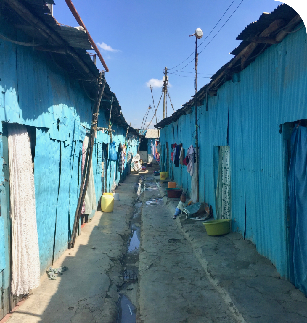 Slums iron sheets block houses